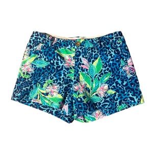 Lilly Pulitzer Blue Floral Leopard Print Shorts